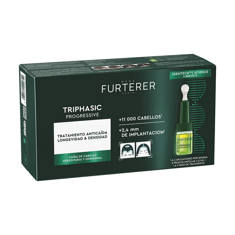 Rene Furterer TRIPHASIC PROGRESSIVE GENTECH anticaída caída progresiva ampollas 8 u