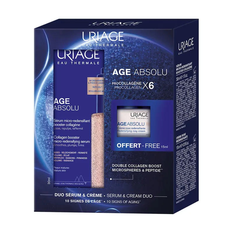 Uriage AGE Absolu Sérum MICRO-REDENSIFICANTE + Crema Rosa Estuche 2 pz