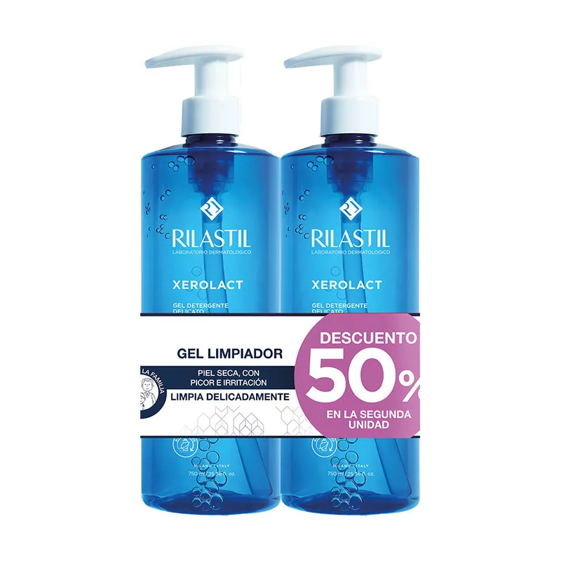 Rilastil XEROLACT gel limpiador delicado y protector pack 2 x 750 ml