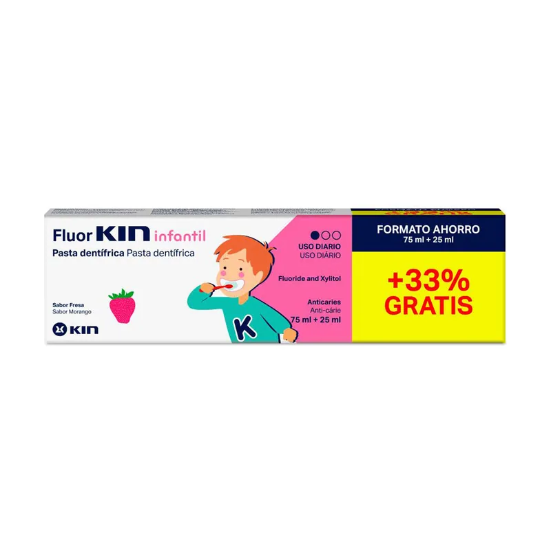 Kin FLUORKIN INFANTIL pasta dentífrica #fresa 75+25 ml