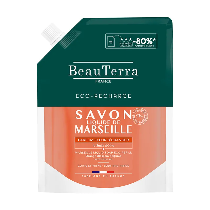 Beauterra MARSEILLE jabón flor de naranjo recarga 900 ml
