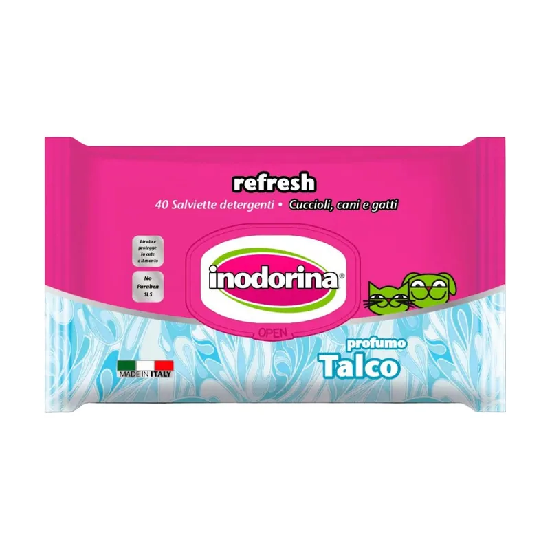 Inodorina Toallitas Refresh Talco Mascotas 40 Toallitas
