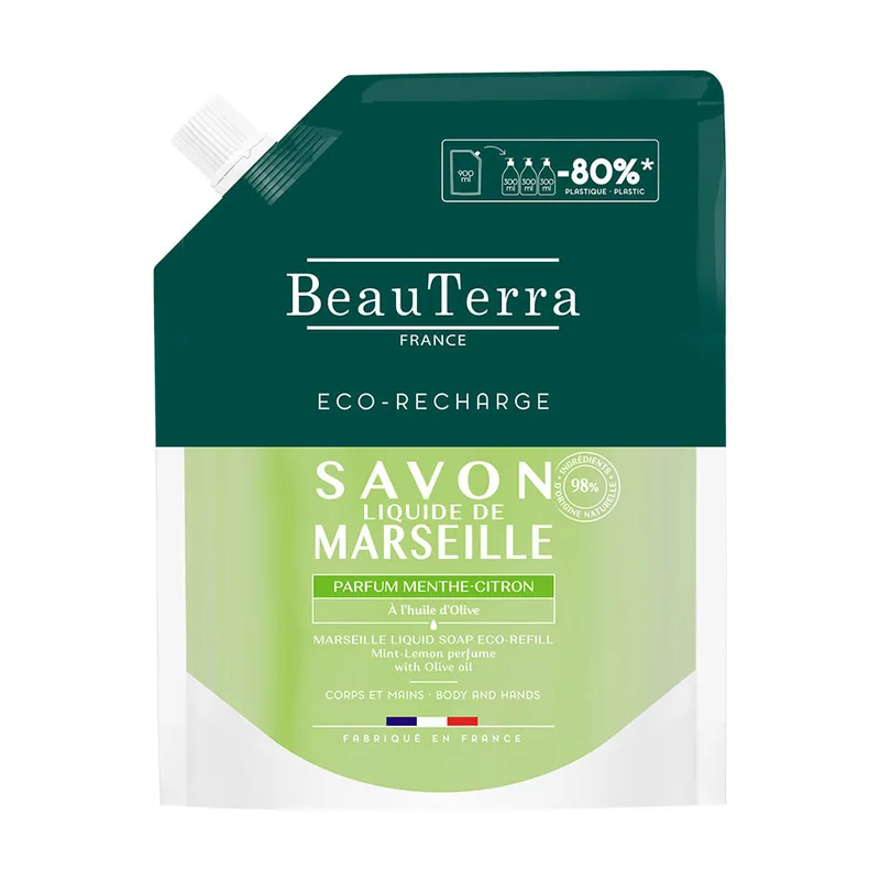 Beauterra MARSEILLE jabón menta-limón recarga 900 ml