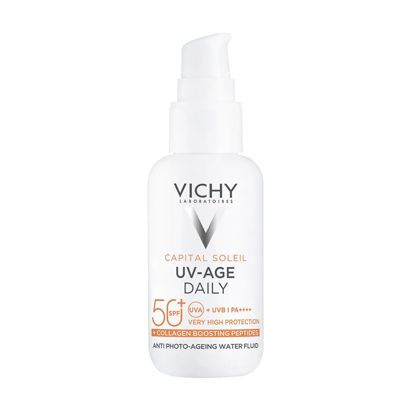 Vichy CAPITAL SOLEIL UV-AGE WATER FLUID fotoprotector antifotoenvejecimiento UVB