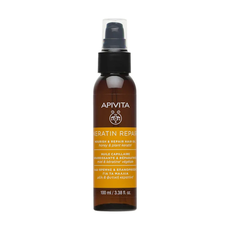 Apivita ACEITE CAPILAR KERATIN REPAIR NUTRITIVO Y REPARADOR para cabello seco y dañado 100 ml