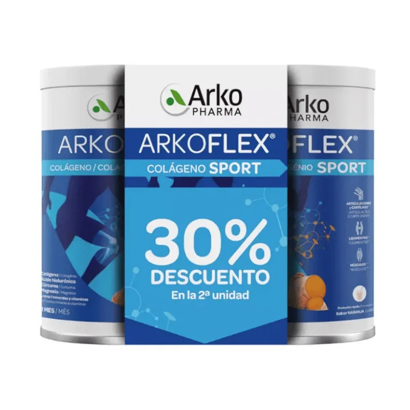 Arkopharma ARKOFLEX Colágeno Sport sabor Naranja DUPLO 2x390gr Antes DolExpert
