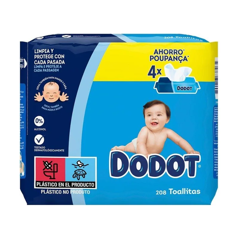 Dodot Toallitas para Bebé 208 Toallitas 4x52 Unidades PACK AHORRO