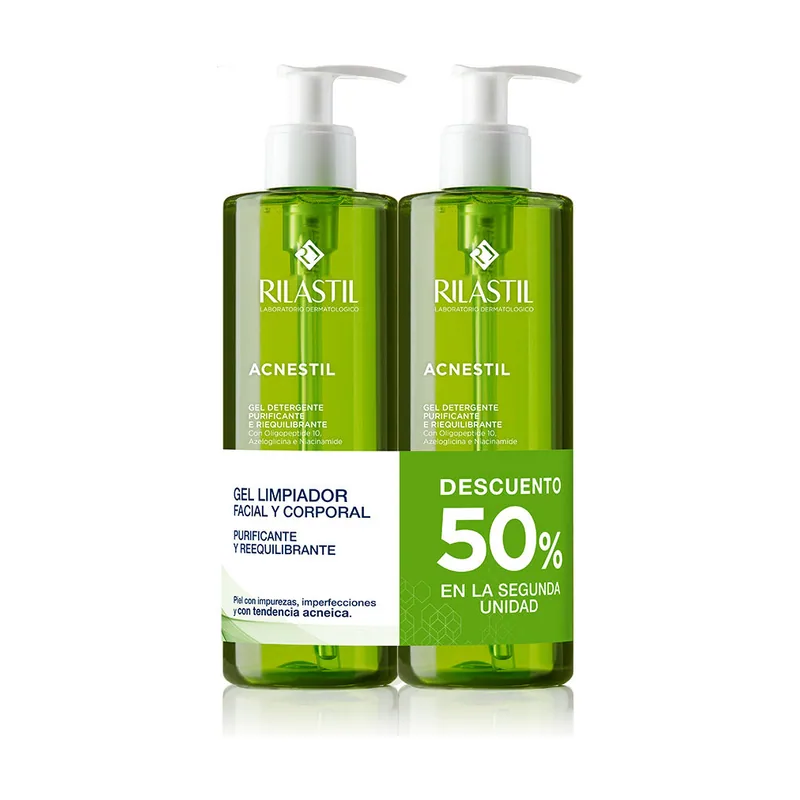 Rilastil ACNESTIL gel limpiador purificante pack 2 x 400 ml
