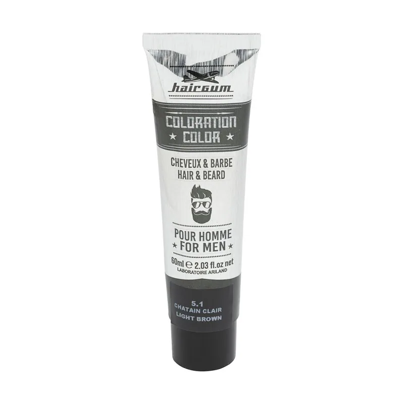 Hairgum COLORATION tinte para barba y cabello #5.1-Castaño