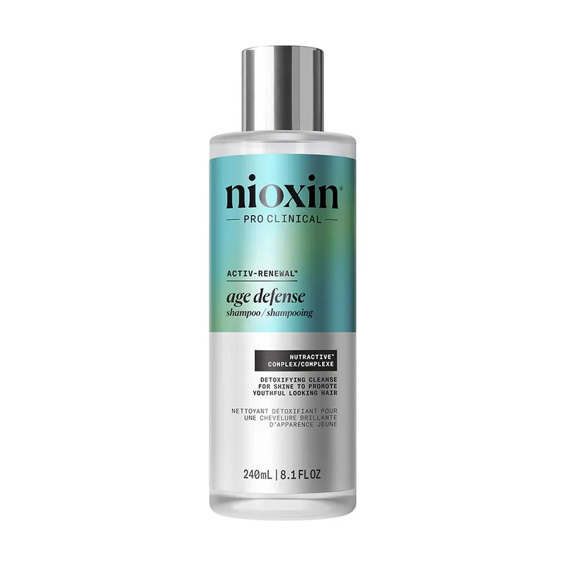 Nioxin AGE DEFENSE champú anti envejecimiento purifica el cuero cabelludo con niacinamida 240 ml