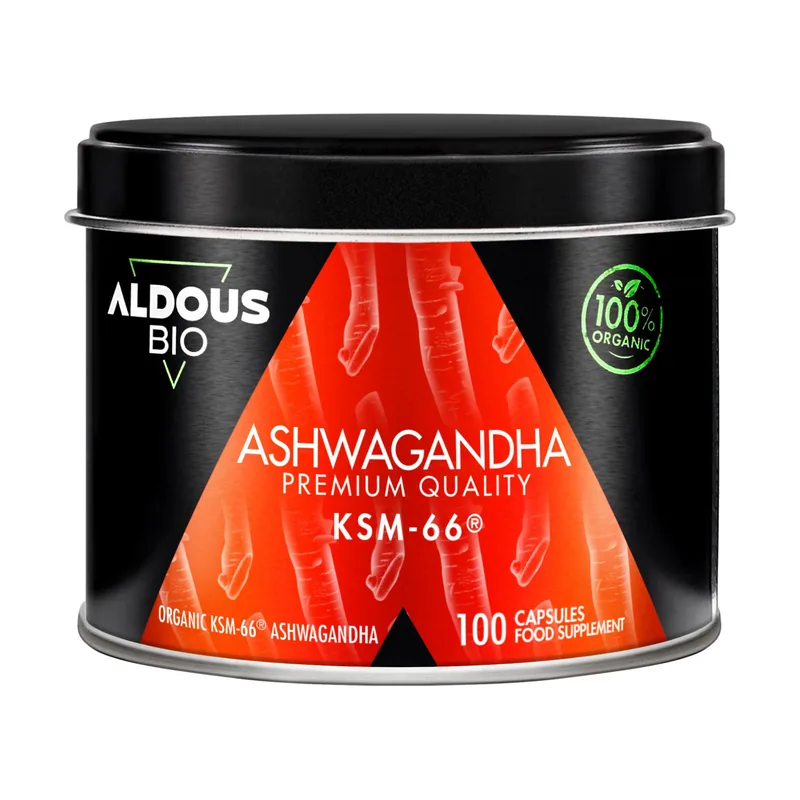 Aldous Bio Aldous Ashwagandha KSM-66 Ecológica 100% Pura 100 Cápsulas