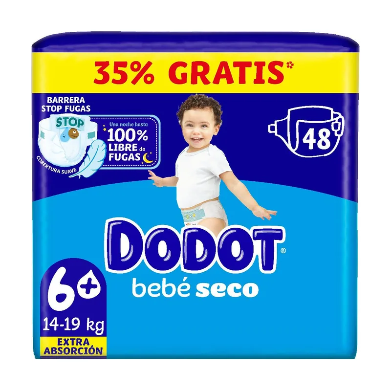 Dodot Bebé Seco Extra Jumbo Pack Talla 6+ 48