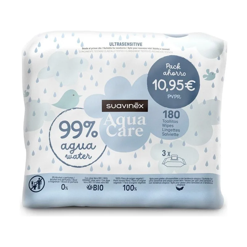 Suavinex Toallitas Aqua Care Pack Ahorro 180 unidades