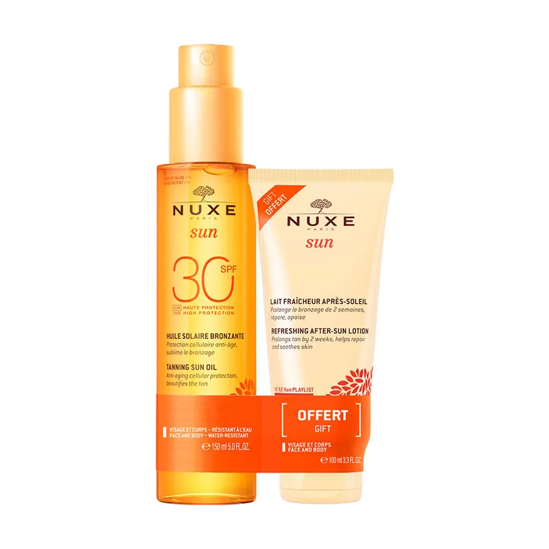 Nuxe SUN Aceite Bronceador Rostro Y Cuerpo SPF30 Estuche 2 pz