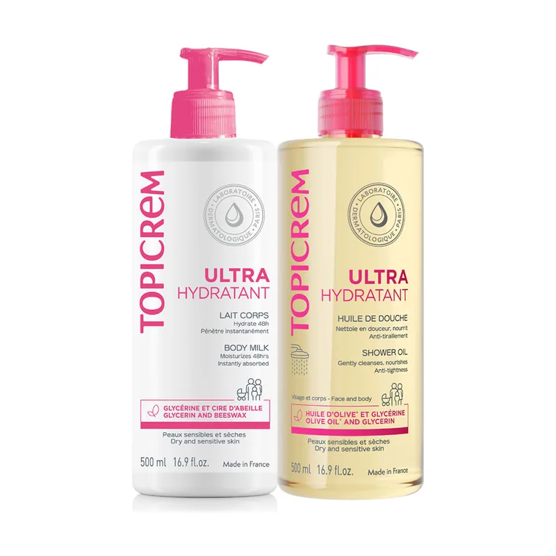 Topicrem UH Leche Ultra Hidratante 500 ML + Aceite DE Ducha 500 ML Pack 2 pz