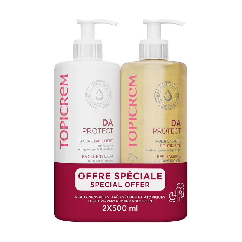 Topicrem DA Protect Bálsamo Emoliente 500 ML + GEL Limpiador 500 ML Pack 2 pz