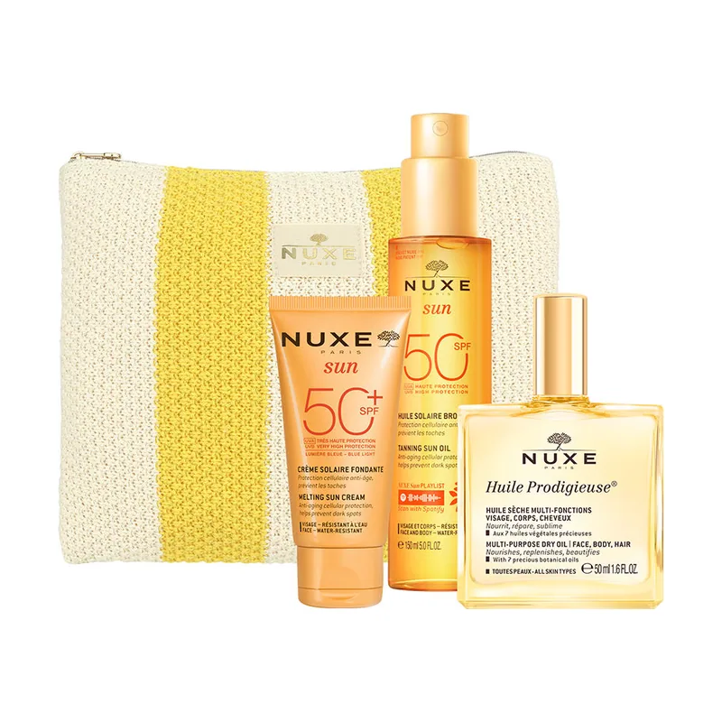 Nuxe SUN Aceite Bronceador Rostro Y Cuerpo SPF50 Estuche 4 pz