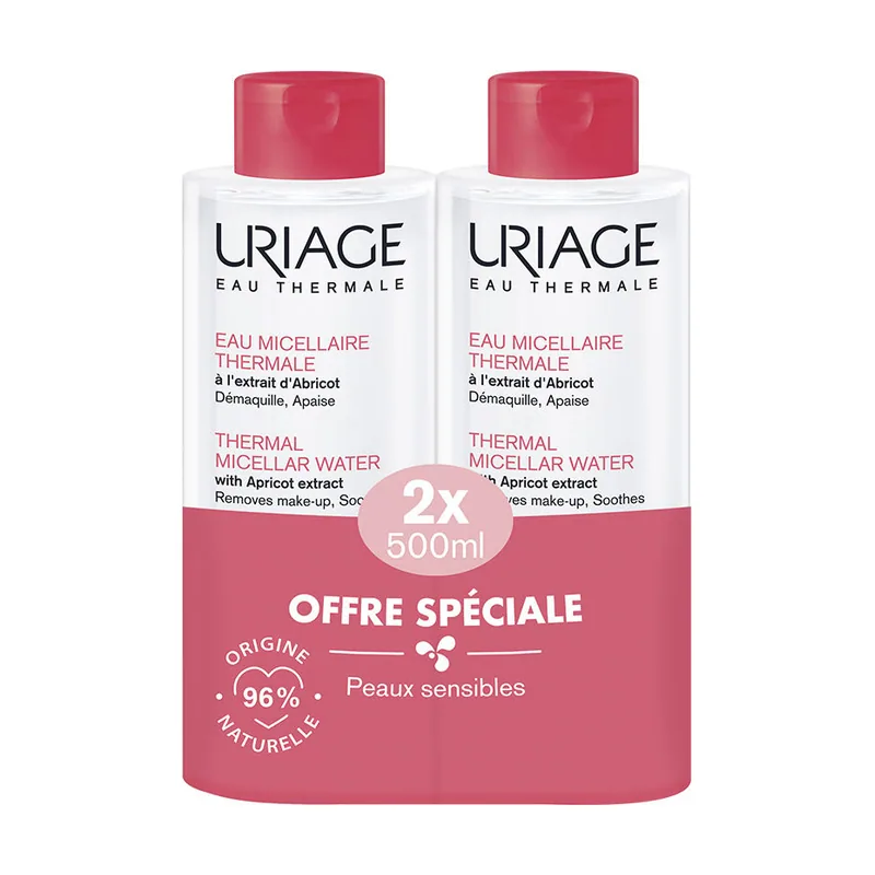 Uriage AGUA MICELAR TERMAL pieles sensibles pack 2 x 500 ml