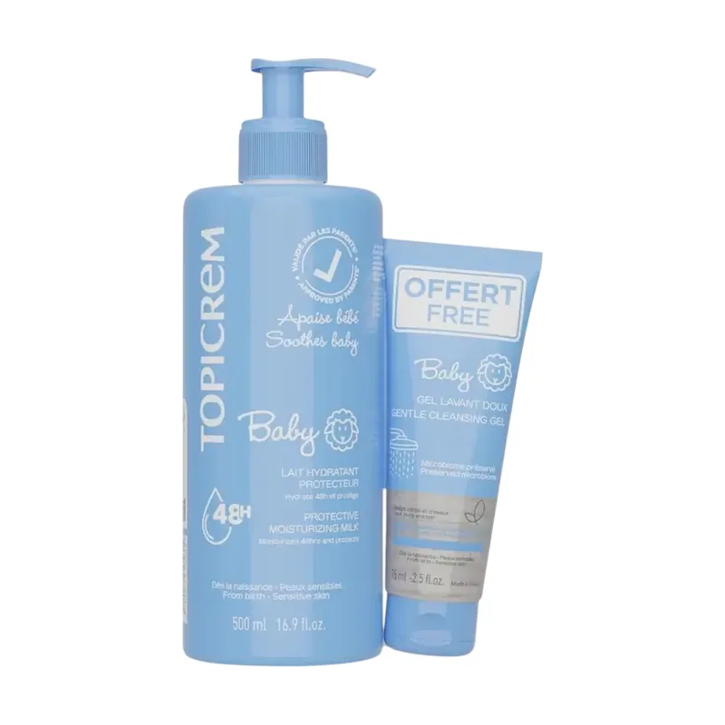 Topicrem Baby Leche Hidratante 500 ML + GEL Limpiador 75 ML 2 u