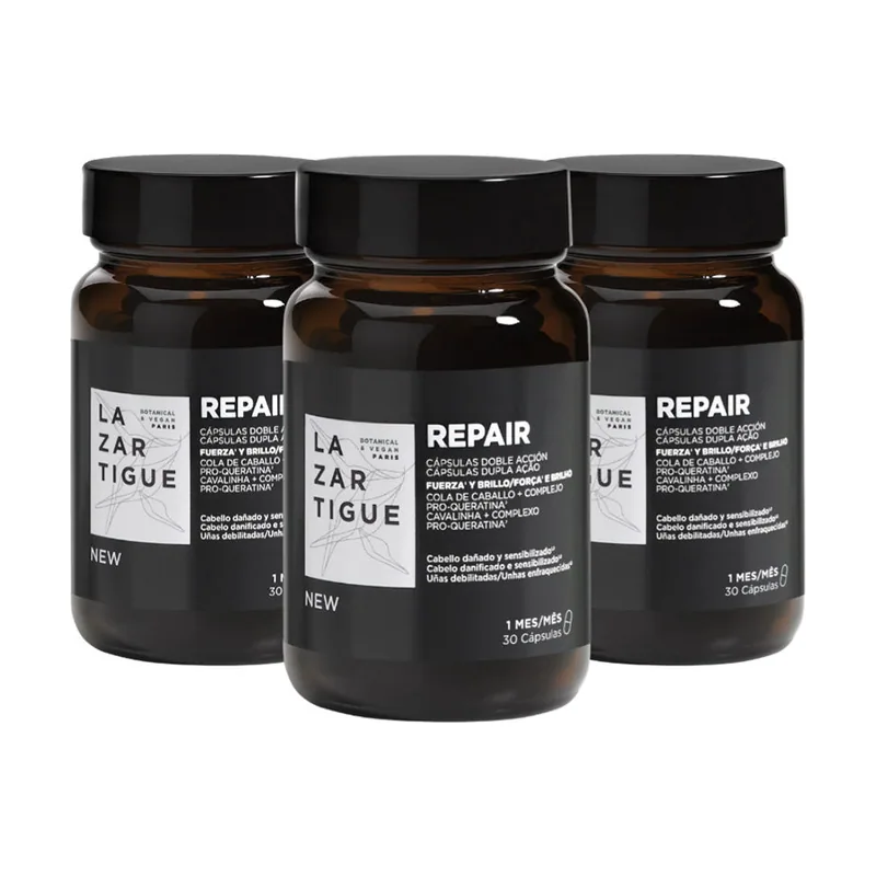 Lazartigue REPAIR cápsulas doble acción fuerza y brillo 90 u