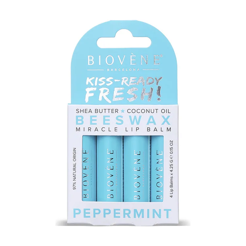 Biovène Beeswax Peppermint Bálsamos Labiales Pack 4 pz