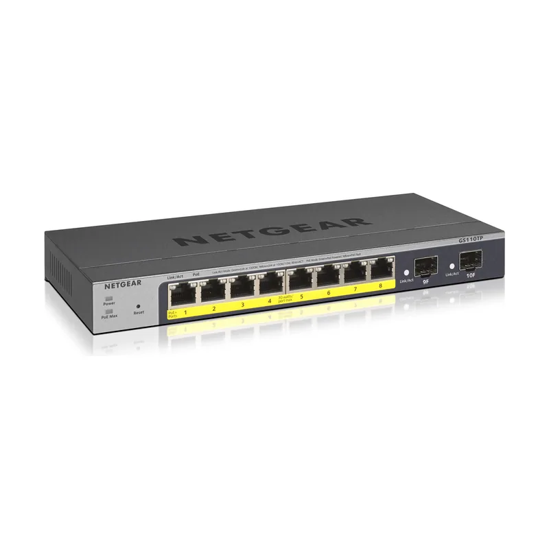 Netgear Prosafe Smart Switch 8P + 2 SFP Gigabit POE GEST. Insig HT
