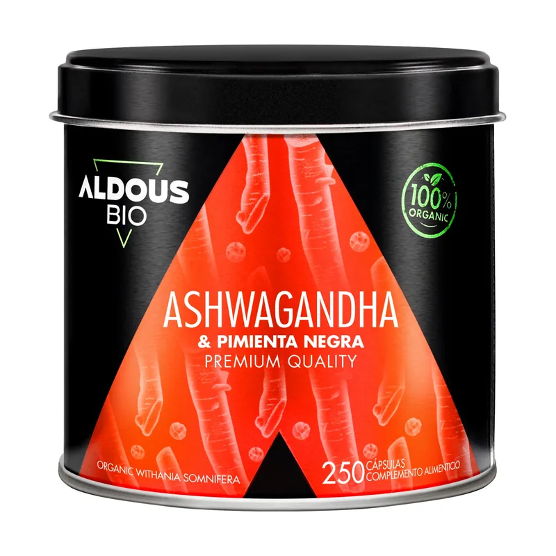 Aldous Bio Aldous Ashwagandha Orgánica 2160 mg con Pimienta Negra 250 Cápsulas