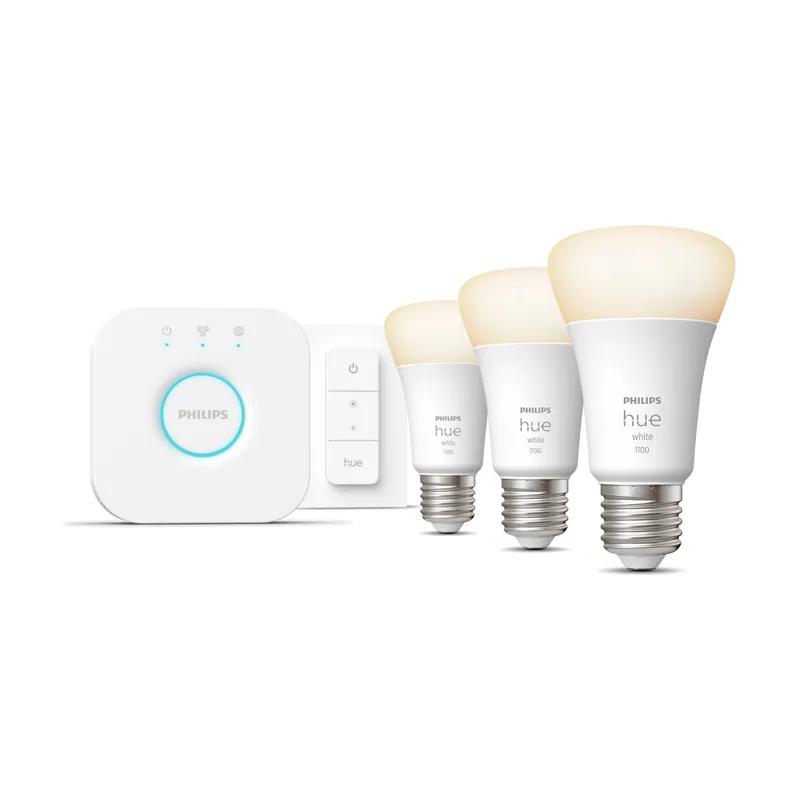 Philips Hue White Kit De Inicio 3 Bombillas Inteligentes E27 1100 + Regulador De Intensidad