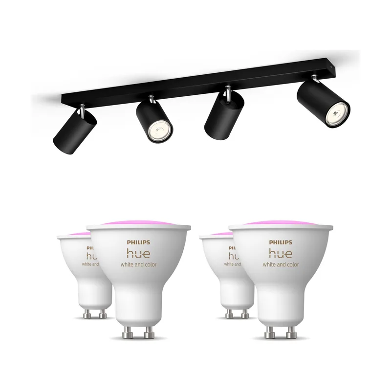 Philips Hue Pack X4 Focos Philips Kosipo + 4 Bombillas Gu10 Rgb