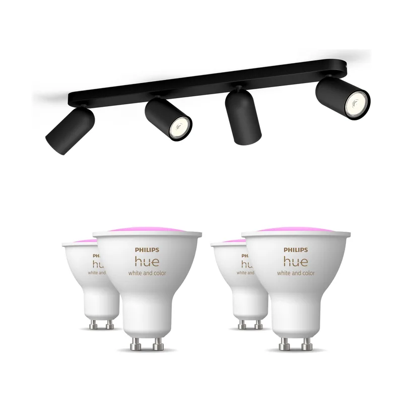 Philips Hue Pack X4 Focos Philips Pongee + 4 Bombillas Gu10 Rgb