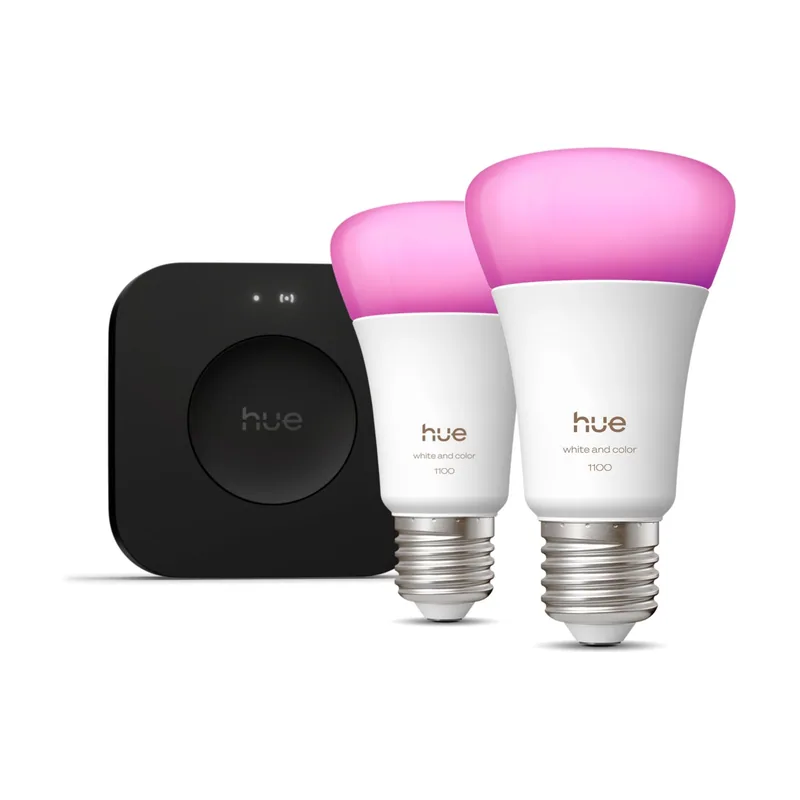 Philips Hue White & Ambiance Kit De Inicio 2 Bombillas Inteligentes E27 Con Capacidad De + Bridge Pro