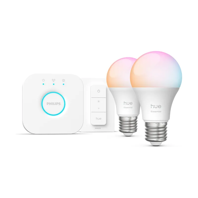 Philips Hue White & Ambiance Starter Kit Essential 2 Bombillas Inteligentes E27 806 Lm + Regulador De Intensidad