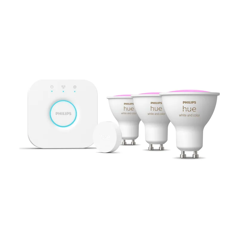 Philips Hue White & Ambiance Kit De Inicio 3 Focos Inteligentes Gu10 + Botón