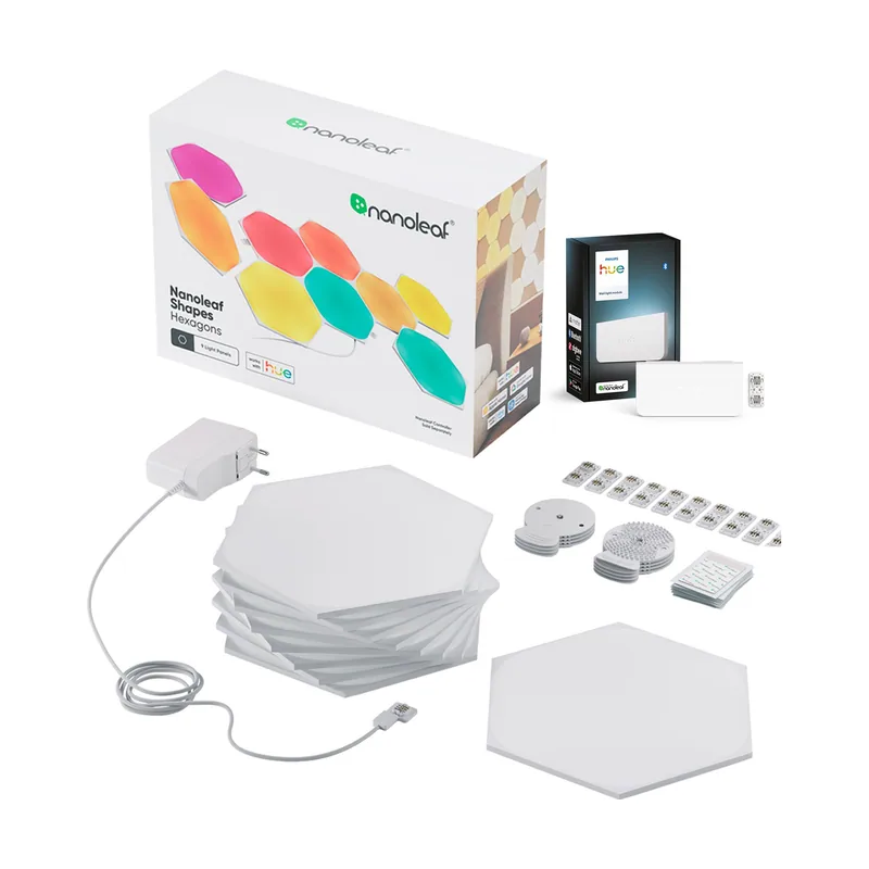 Philips Hue Wall Panel Hexagons Starter Set 9 Panels + Wall